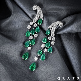 Graff White Gold Emerald & Diamond Earrings